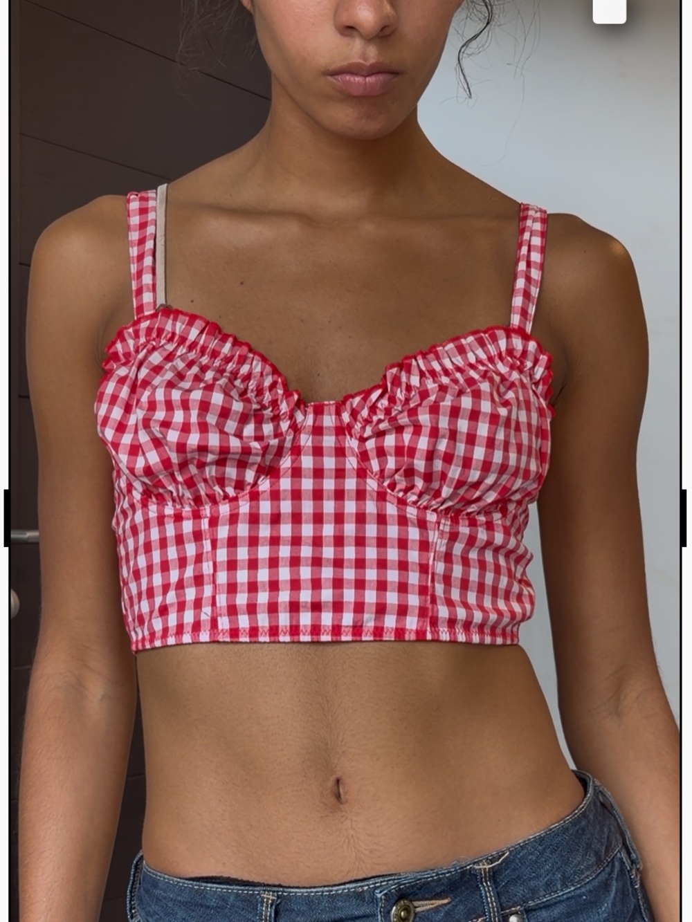 Colsie Red and White Checkered Top